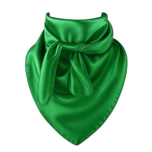 Flower Barn Accessories - Emerald Green Wild Rag 35x35 Satin Scarf, Western Cowboy Neck Scarf, Square Band